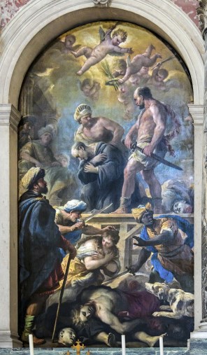 성 플라치도와 동료들의 순교 제단화_by Luca Giordano_photo by Didier Descouens_in the Basilica of Santa Giustina in Padova_Italy.jpg